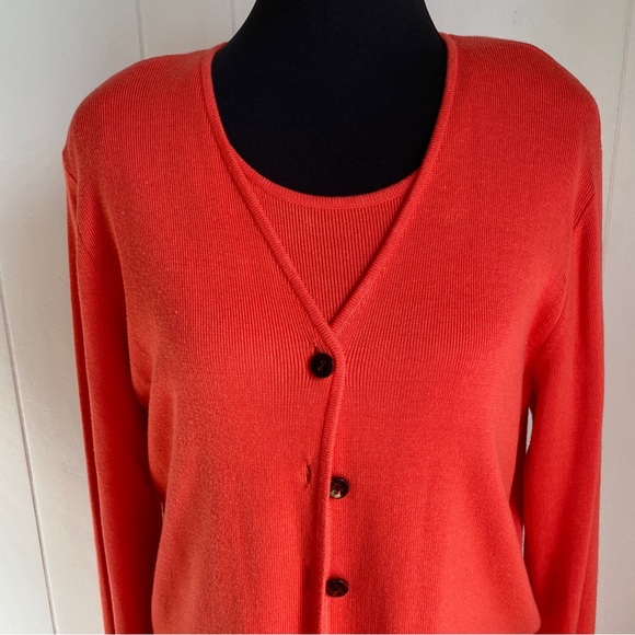 RARE Vintage Nina Charles 2-Piece Sweater Cardigan and Maxi Dress Orange | L - Picture 2 of 16
